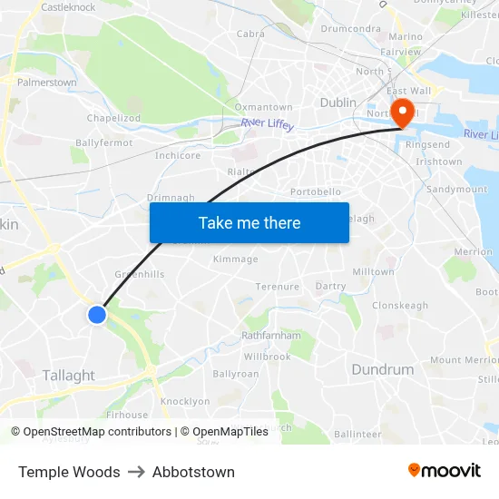 Temple Woods to Abbotstown map