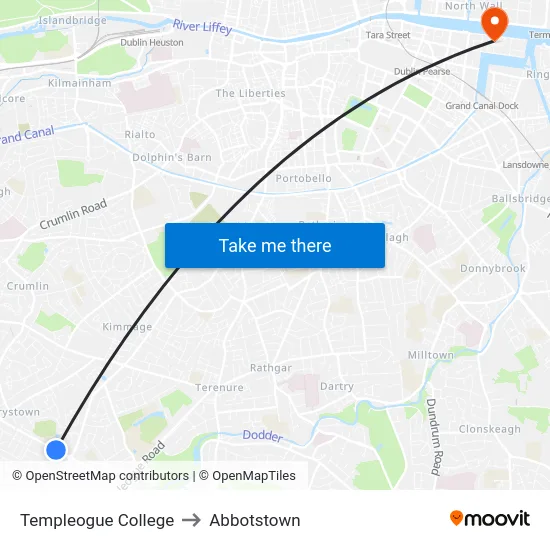 Templeogue College to Abbotstown map