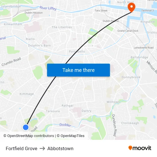 Fortfield Grove to Abbotstown map