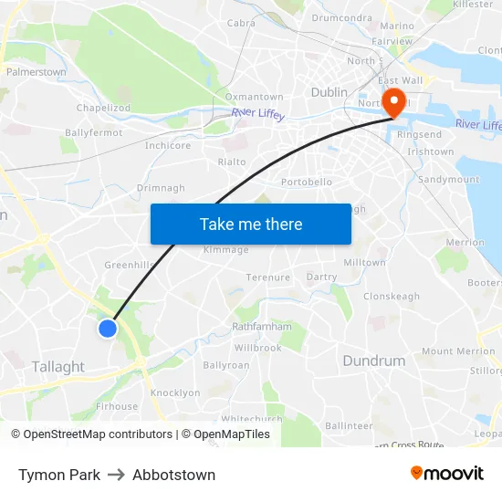 Tymon Park to Abbotstown map