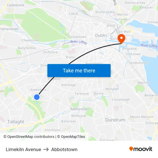 Limekiln Avenue to Abbotstown map
