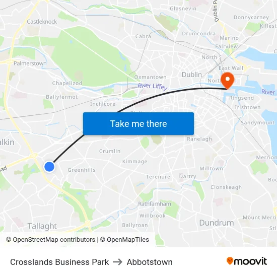 Crosslands Business Park to Abbotstown map