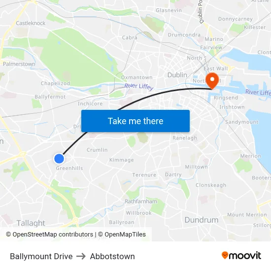 Ballymount Drive to Abbotstown map