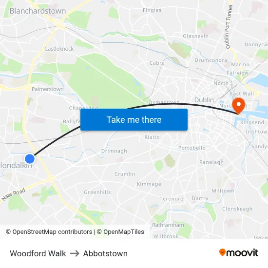 Woodford Walk to Abbotstown map