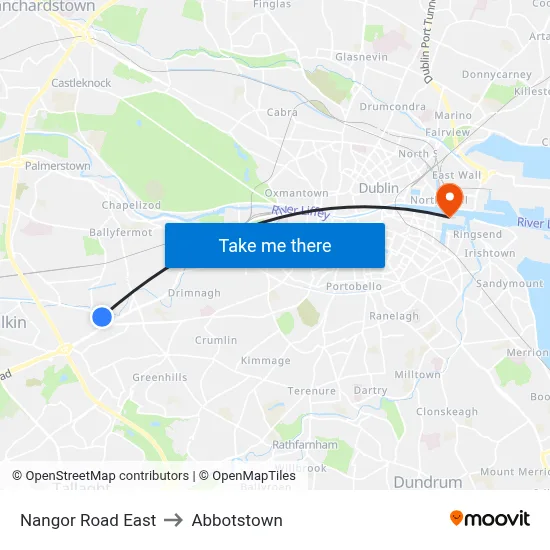 Nangor Road East to Abbotstown map