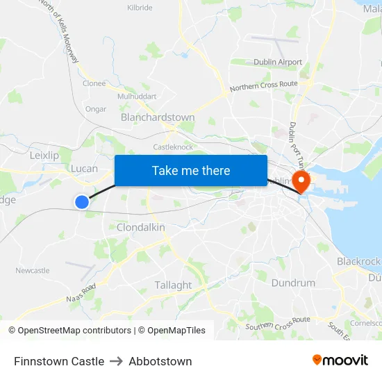 Finnstown Castle to Abbotstown map