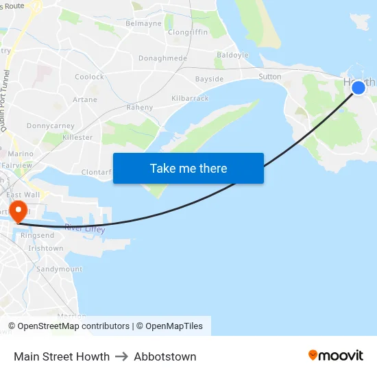 Main Street Howth to Abbotstown map