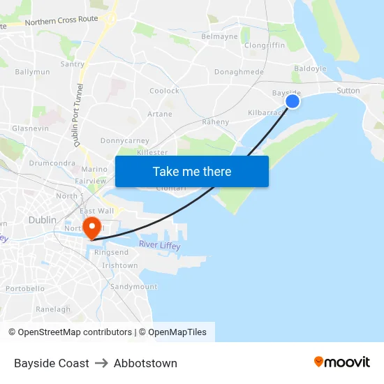 Bayside Coast to Abbotstown map