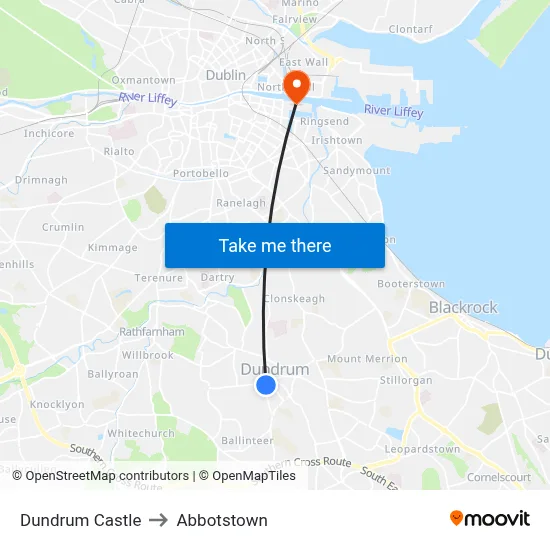Dundrum Castle to Abbotstown map