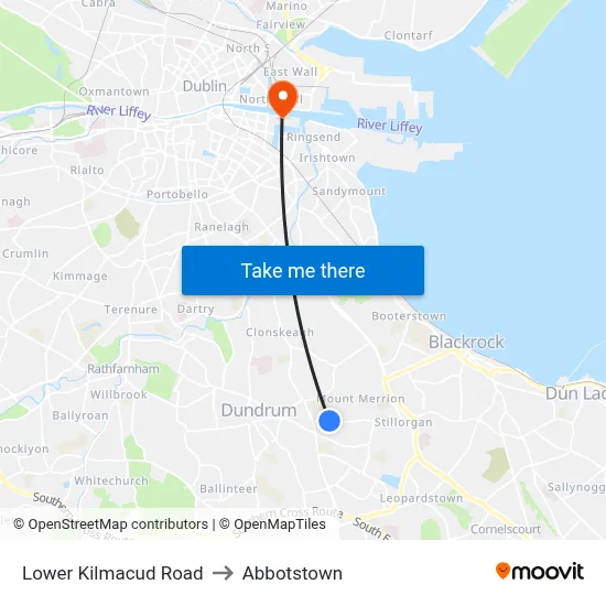 Lower Kilmacud Road to Abbotstown map