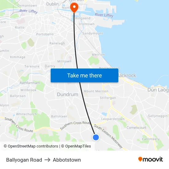 Ballyogan Road to Abbotstown map