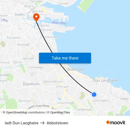 Iadt Dun Laoghaire to Abbotstown map