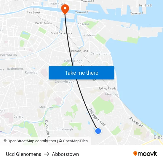 Ucd Glenomena to Abbotstown map