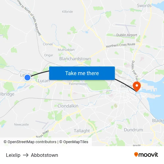 Leixlip to Abbotstown map