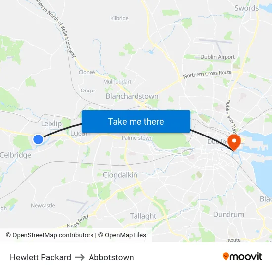 Hewlett Packard to Abbotstown map