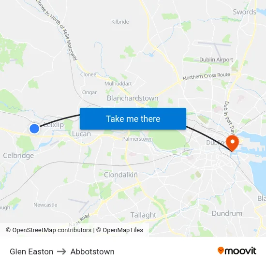 Glen Easton to Abbotstown map