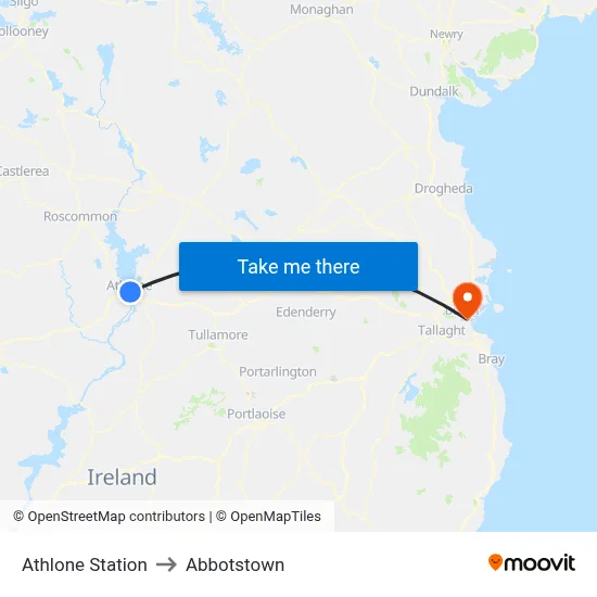 Athlone Station to Abbotstown map