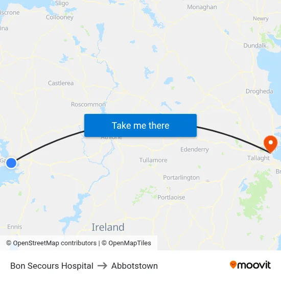 Bon Secours Hospital to Abbotstown map