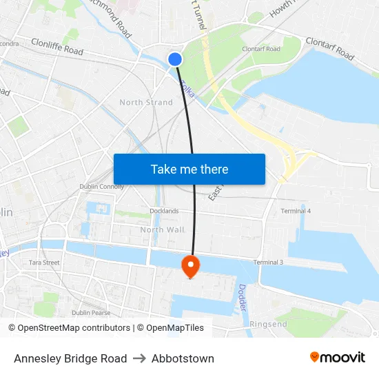 Annesley Bridge Road to Abbotstown map