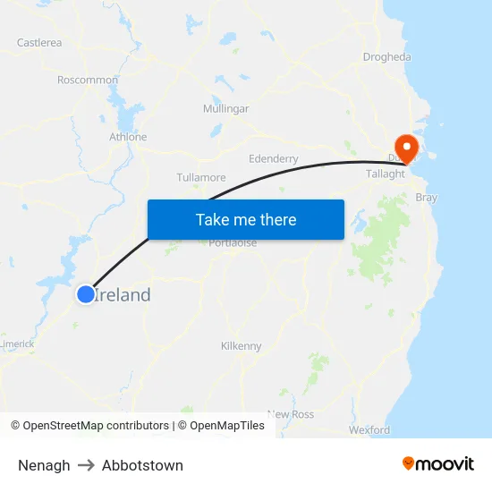 Nenagh to Abbotstown map