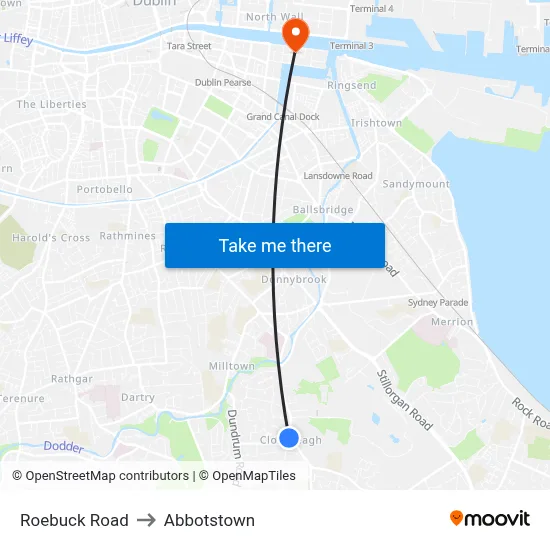 Roebuck Road to Abbotstown map
