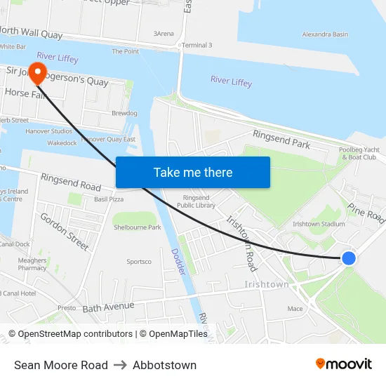 Sean Moore Road to Abbotstown map