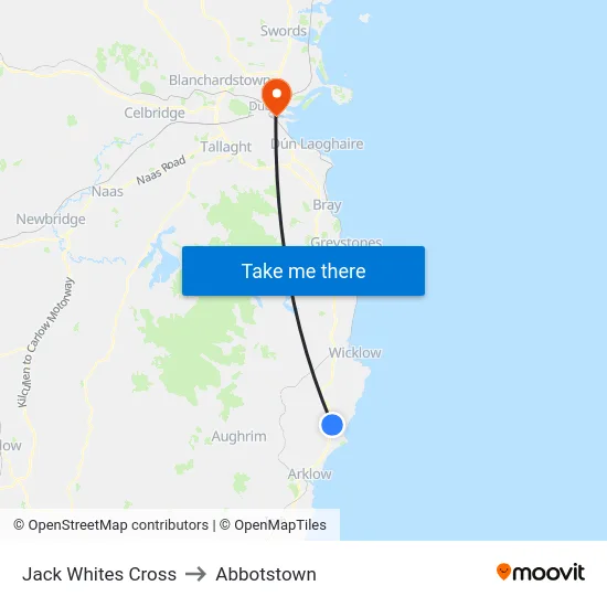 Jack Whites Cross to Abbotstown map