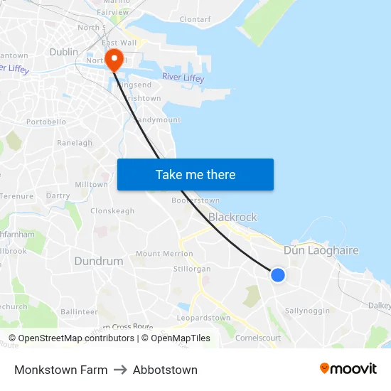 Monkstown Farm to Abbotstown map