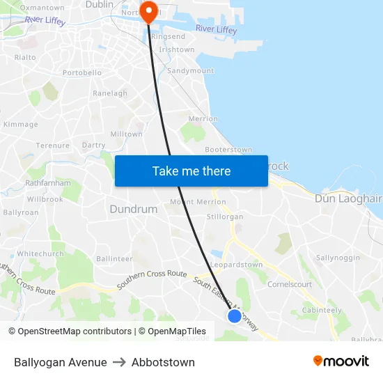 Ballyogan Avenue to Abbotstown map