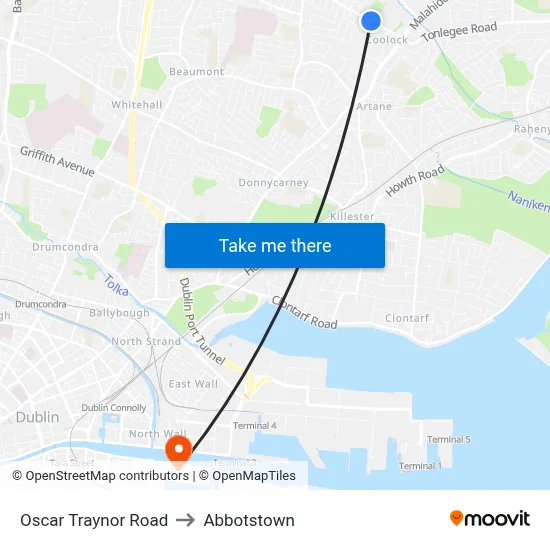 Oscar Traynor Road to Abbotstown map
