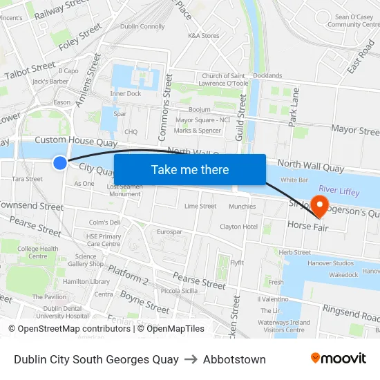 Dublin City South Georges Quay to Abbotstown map