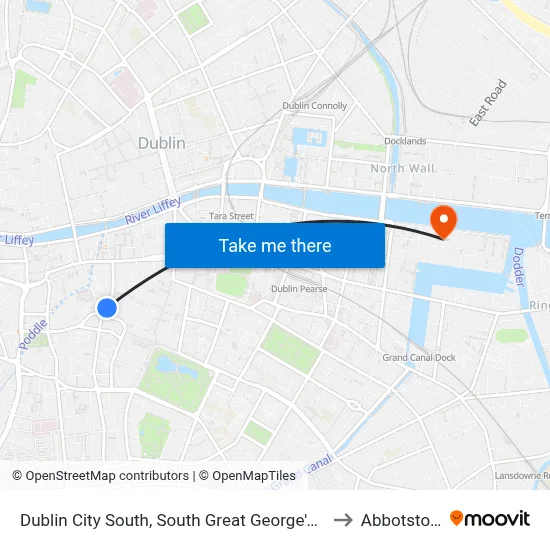Dublin City South, South Great George's Street to Abbotstown map