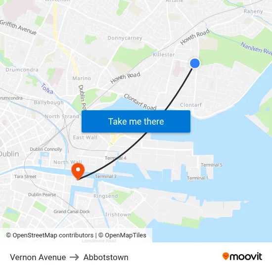 Vernon Avenue to Abbotstown map