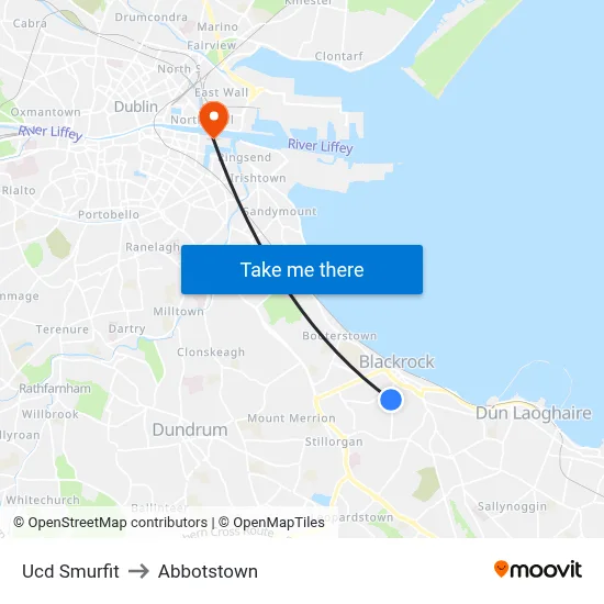 Ucd Smurfit to Abbotstown map