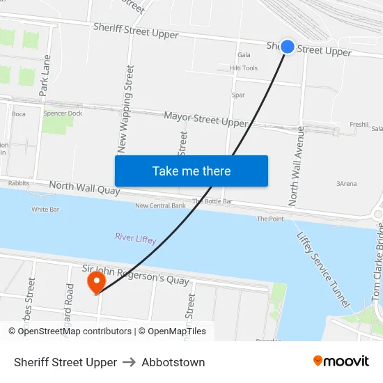 Sheriff Street Upper to Abbotstown map