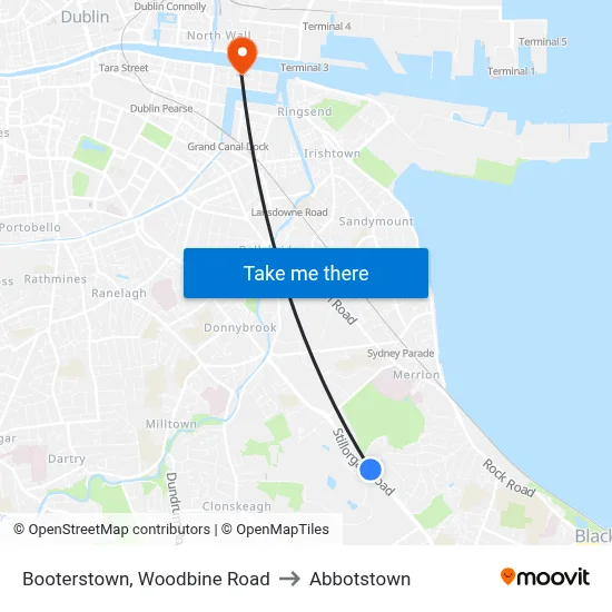 Booterstown, Woodbine Road to Abbotstown map