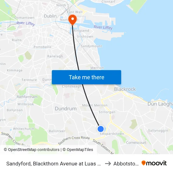 Sandyford, Blackthorn Avenue at Luas Station to Abbotstown map