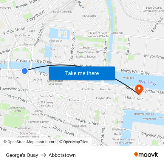 George's Quay to Abbotstown map
