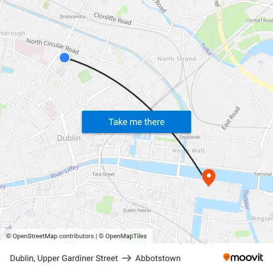 Dublin, Upper Gardiner Street to Abbotstown map