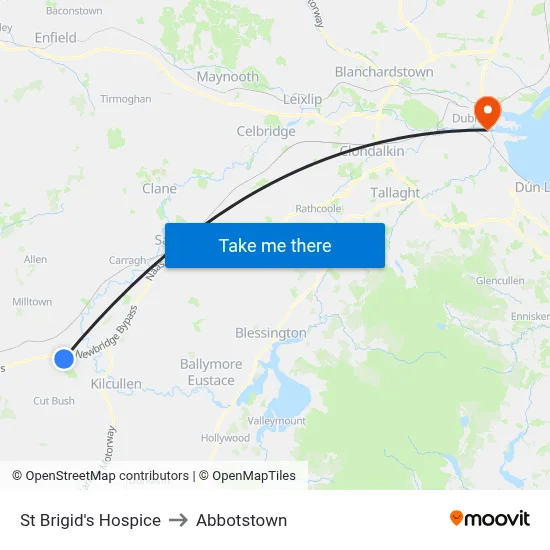 St Brigid's Hospice to Abbotstown map