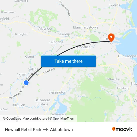 Newhall Retail Park to Abbotstown map