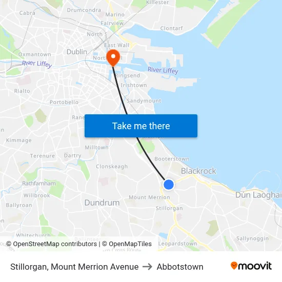 Stillorgan, Mount Merrion Avenue to Abbotstown map