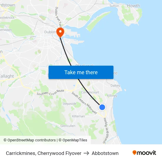 Carrickmines, Cherrywood Flyover to Abbotstown map