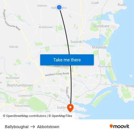 Ballyboughal to Abbotstown map