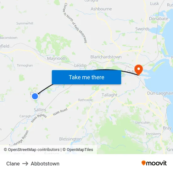 Clane to Abbotstown map