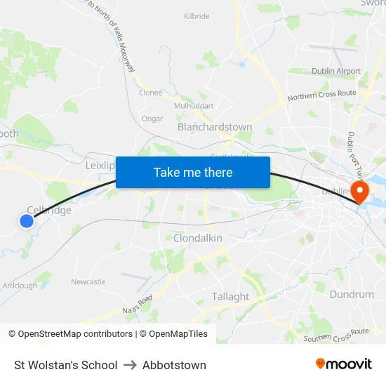 St Wolstan's School to Abbotstown map
