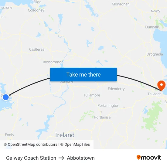 Galway Coach Station to Abbotstown map