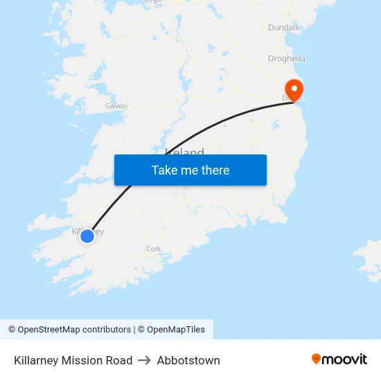 Killarney Mission Road to Abbotstown map