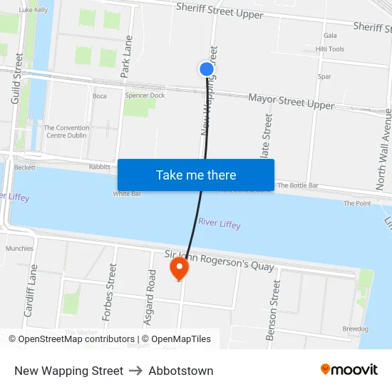 New Wapping Street to Abbotstown map