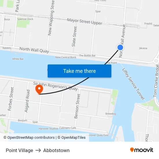 Point Village to Abbotstown map